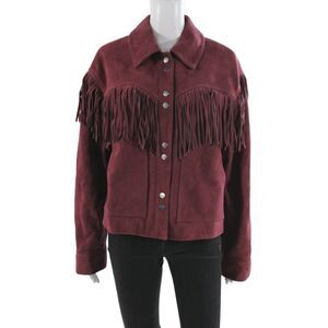 Hush Womens Basic Real Leather Red Snap Western Jacket Size S